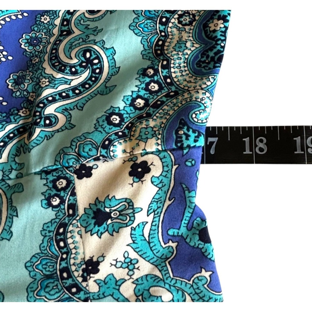 Talbots RSVP Aqua Paisley Fit & Flare Cotton Dress 12P Coastal Feminine - Picture 8 of 9